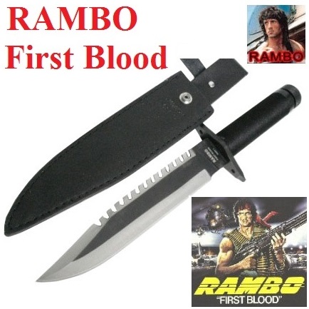 Coltello rambo i (uno) - first blood part  1 - coltello da sopravvivenza con fodero e kit  survivor nell'impugnatura.